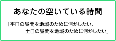 あなたの空いている時間「平日の昼間を地域のために何かしたい、土日の昼間を地域のために何かしたい」